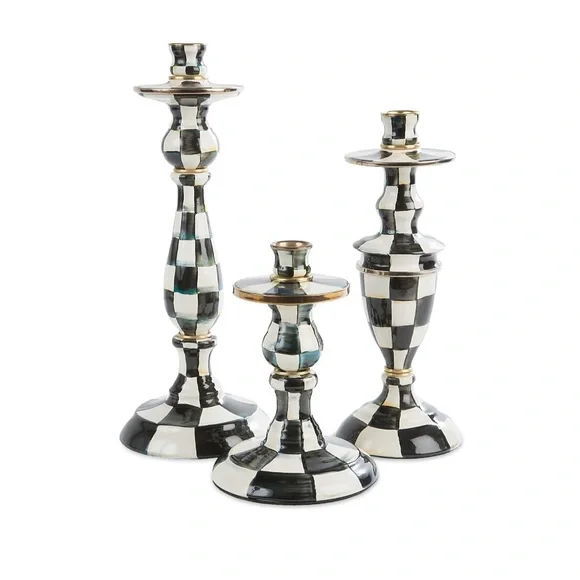 MacKenzie-Child’s Courtly Check Enamel Candlestick - Small - Picture 3 of 4